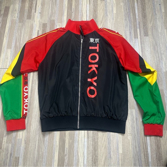 Forever 21 Tokyo Jacket Windbreaker Women’s Size Small Black Red Yellow & Green - Picture 1 of 10